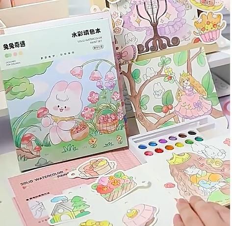 Cartoon Art Coloring Painting Set for Kid's